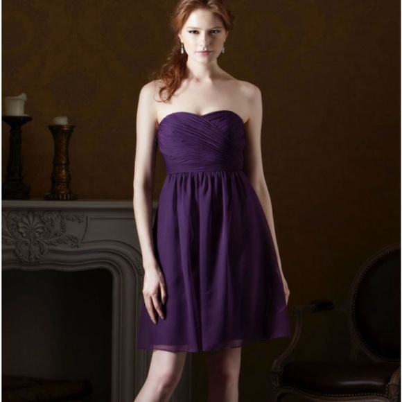 Grape Sweetheart Sleeveless Chiffon Short DRESS - Picture 1 of 2